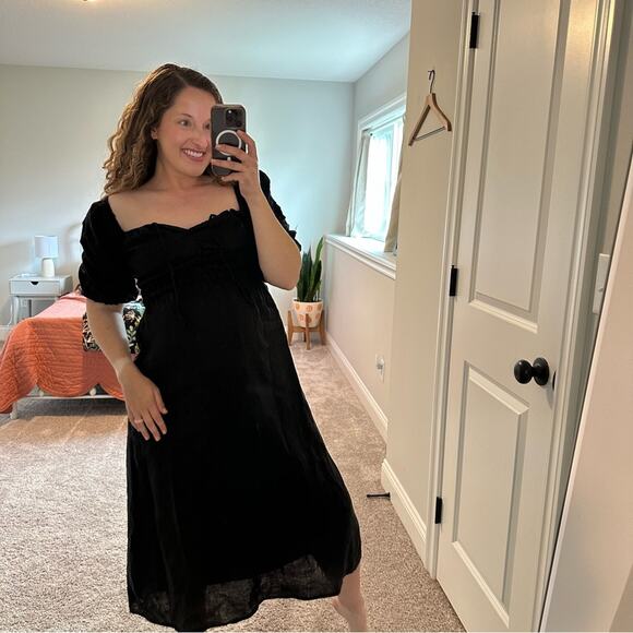 Tuckernuck Faithfull The Brand Black Linen Black Puff Sleeve Maxi Dress 4 - Picture 8 of 14